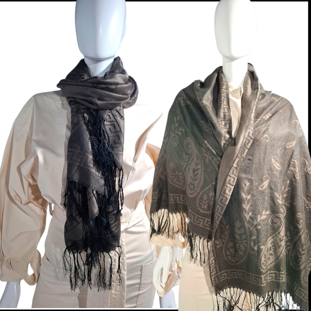 Jerusalem Brown Tasseled 100% Cashmere Women’s Scarf Paisley Pashmina